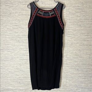 Boho Black Embroidered Sleeveless Dress – Size M/L Estimate (789)